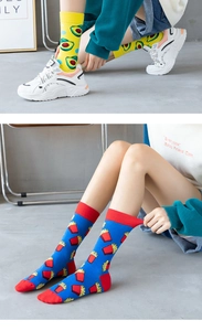Calcetines de algodón estampados divertidos para hombres y mujeres, calcetines de moda urbana.