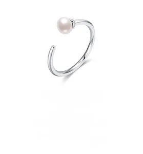 Detail shot of the S925 sterling silver ring band showing the hallmark and pearl