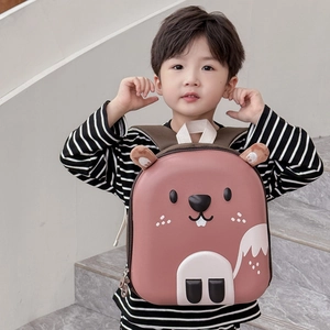 Cute brown squirrel cartoon kids backpack with durable hardshell for preschool travel