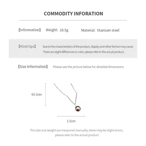 Detailed chart showing weight 10.5g and dimensions for titanium steel ball pendant necklace