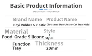 Produktdatenblatt für 20mm Silikonform für Weihnachts-Katzen-Geweih-Tabletts