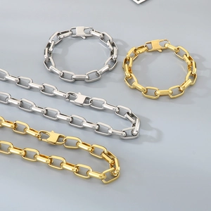 Square Link Chain Necklace And Bracelet Stainless Steel Minimalist Cuban Design For Men Women Unisex Fashion Accessory