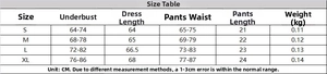 Detailed size chart for white mesh sexy lingerie set with dress and panty measurements