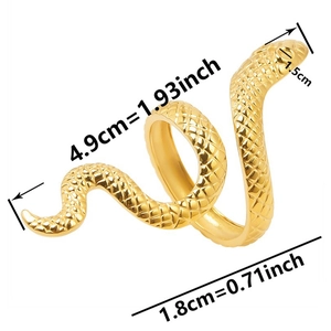 Bague serpent exagérée en acier inoxydable doré avec écailles texturées et taille réglable