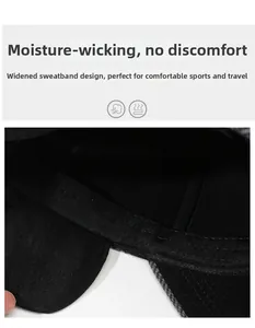 Detail of the widened sweatband with moisture-wicking technology on winter earflap hat