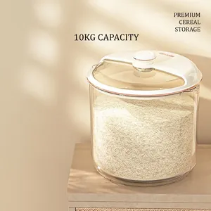 Conteneur À Riz Seau Plastique Qualité Alimentaire Scellé Anti Humidité Insectes Couvercle Transparent Cuisine Graines Farine