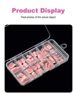 Kit de faux ongles French roses et blancs rangés dans une boîte de stockage à 15 cases