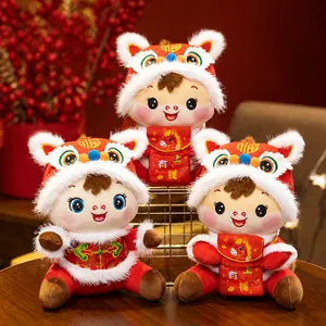 Horse Mascot Tang Suit Baby Horse Plush Toy Chinese Zodiac Animal Doll Red Lucky Mascot Soft Toy New Year Gift