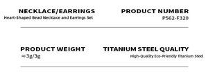 Detailed specifications of gold plated titanium heart necklace and earring jewelry set