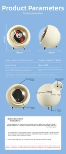 Detail view of white automatic watch winder parameters and USB power charging options