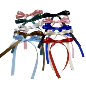 Elegant multi-color satin double bow hair clips for women in silk-like fabric styles