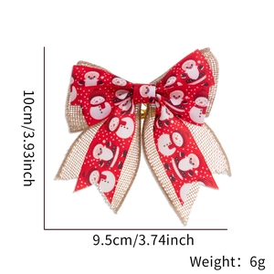 Detailed size specifications for 10x9.5cm double-layer Christmas burlap bow decoration