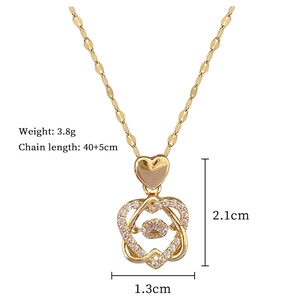 Detailed spec view of double heart necklace with dimensions and weight info