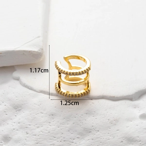 Close-up of gold butterfly ear cuff with cubic zirconia measuring 1.17cm by 1.25cm
