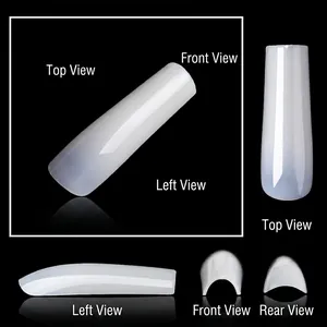 Unghie finte XXL extra lunghe forma bara bianco latte traslucido vista tecnica multipla