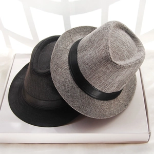 Chapeaux Fedora classiques respirants en noir et gris avec larges rubans de satin