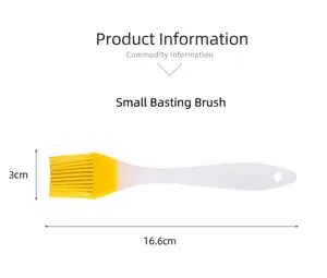 Detail view of small silicone oil brush with dimensions 16.6cm x 3cm for BBQ and cooking