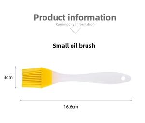 Detail view of small silicone oil brush with dimensions 16.6cm x 3cm for BBQ and cooking