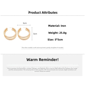 Detailed view of large gold layered hoop earrings with 5x5cm dimensions and silver pins