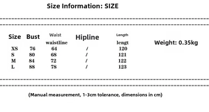 Detailed size chart for floral patchwork dress including bust waist and length measurements