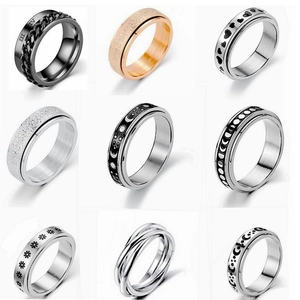 Anillos Giratorios De Acero Inoxidable Para Aliviar La Ansiedad Y El Estrés Luna Estrella Flor Corazón Anillos De Pareja