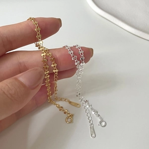 925 Sterling Silver Bracelet Minimalist Twisted Line Cross Link Design Adjustable Fine Chain Jewelry For Women