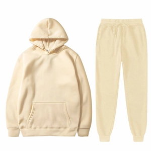 Men Hoodie And Sweatpants Tracksuit Long Sleeve Drawstring Cotton Blend Casual Sports Plain Solid Color Loose Fit