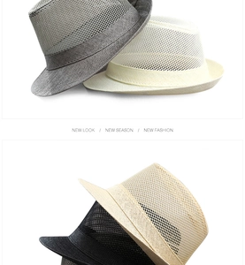 Ademende mesh fedora hoeden voor heren in grijs, beige en zwart met geweven textuur