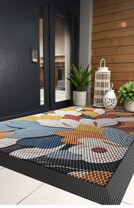 Close-up of premium floral doormat texture with anti-slip backing and dust removal surface