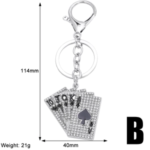 Détails de taille pour le porte-clés cartes de poker avec longueur 114mm et poids 21g