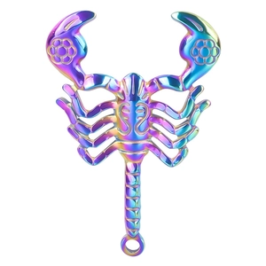 Rainbow iridescent 18K gold plated stainless steel scorpion pendant for jewelry making