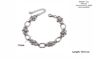 Détail du bracelet chaîne hip-hop en acier inoxydable avec anneaux de 11mm de large