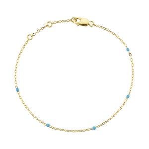 Elegant S925 sterling silver gold plated bracelet with five light blue zircon beads
