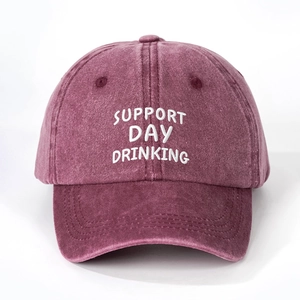 Casquette de baseball bordeaux délavée vintage avec broderie Support Day blanche