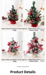 Detailed comparison of 30cm and 40cm pink flocked mini Christmas trees with ornaments