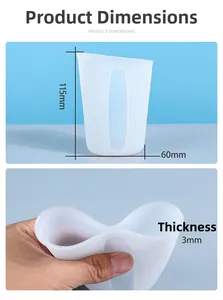 Detailed view of 250ml silicone measuring cup showing scale and flexible material
