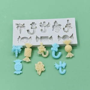 Christmas candy and candy cane shaped silicone mold for DIY cake and chocolate toppers