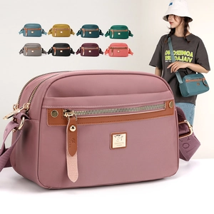Women Crossbody Bag Waterproof Nylon Multi Pocket Lightweight Shoulder Handbag Casual Fashion Adjustable Strap