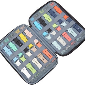 Portable watch band storage organizer with 15/35 slots and secure zipper closure