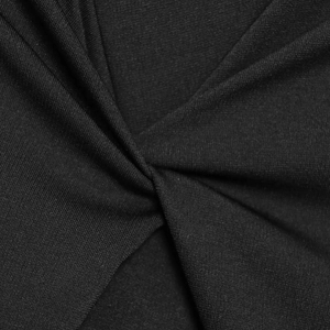 Elegant black A-line skirt featuring a minimalist knot design and premium stretch fabric