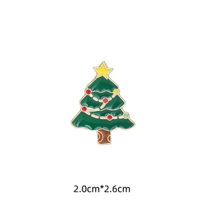 Detailed view of enamel Christmas tree brooch with size dimensions 2.0cm x 2.6cm