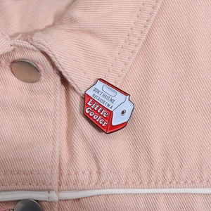 Funny cooler enamel pin badge with slogan on pink denim jacket for women and men