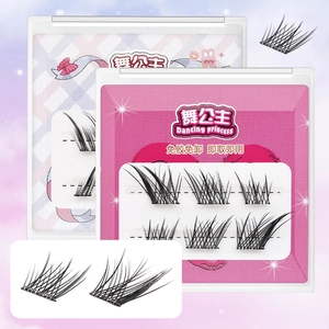 Portable self-adhesive cluster false eyelashes in pink heart packaging box