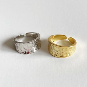 Irregular lava texture S925 sterling silver open rings in silver and gold finishes