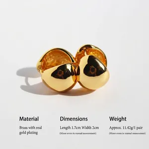 Minimalist gold-plated brass teardrop earrings with high-polish geometric texture