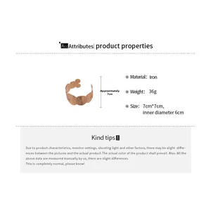 Detailed size chart for geometric textured open cuff bracelet with 6cm inner diameter