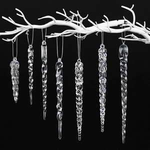 Clear Acrylic Icicle Christmas Ornaments Hanging Spiral Drop Pendants Festive Party Holiday Tree Decoration