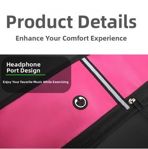 Détail de la ceinture de running rose avec bande réfléchissante et port pour écouteurs