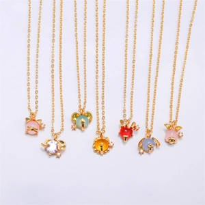 Charming 18K gold plated animal pendants with colorful gemstone accents for women