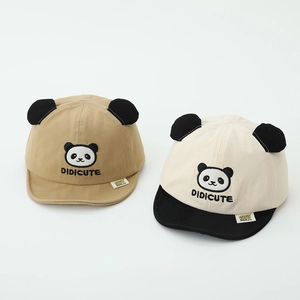 Casquettes de baseball panda pour bébé avec oreilles 3D en beige et kaki